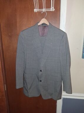 Men's Gray Plaid Two-Button Suit